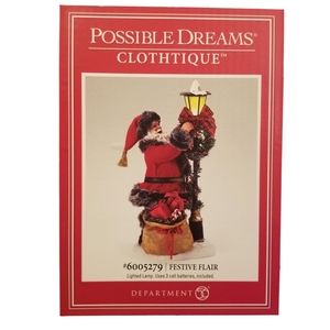 POSSIBLE DREAMS, CLOTHTIQUE,  "FESTIVE FLAIR" SANTA - EUC IN BOX.    RARE